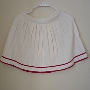 Elegant White Skater Set Skirt And Blouse with Red Trim